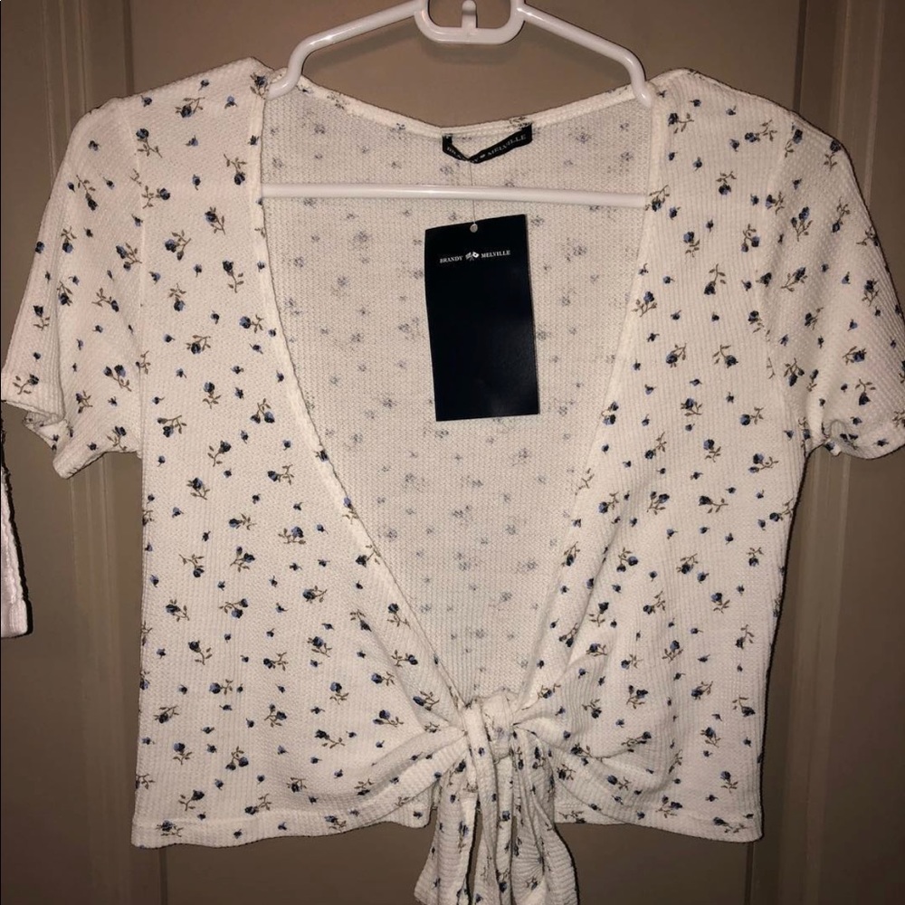 Brandy Melville wrap tie crop top in floral